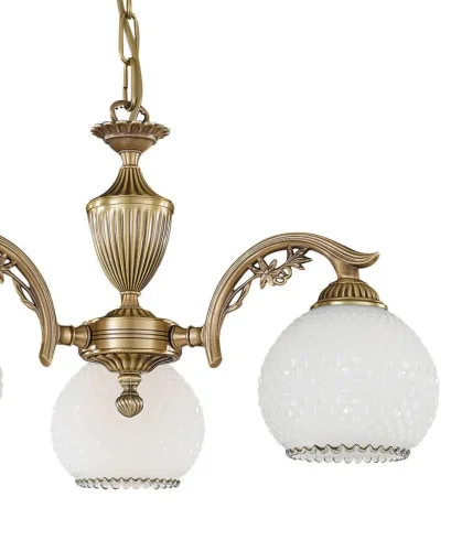 Люстра подвесная  L 8600/3 Reccagni Angelo белая на 3 лампы, основание античное бронза в стиле классический  фото 2